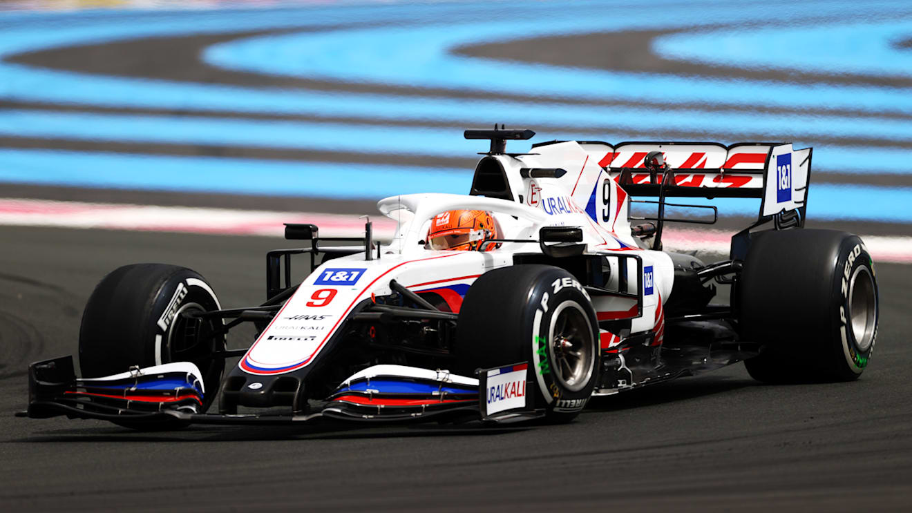 LE CASTELLET, FRANCE - JUNE 20: Nikita Mazepin of Russia driving the (9) Haas F1 Team VF-21 Ferrari on track during the F1 Grand Prix of France at Circuit Paul Ricard on June 20, 2021 in Le Castellet, France. (Photo by Bryn Lennon - Formula 1/Formula 1 via Getty Images)