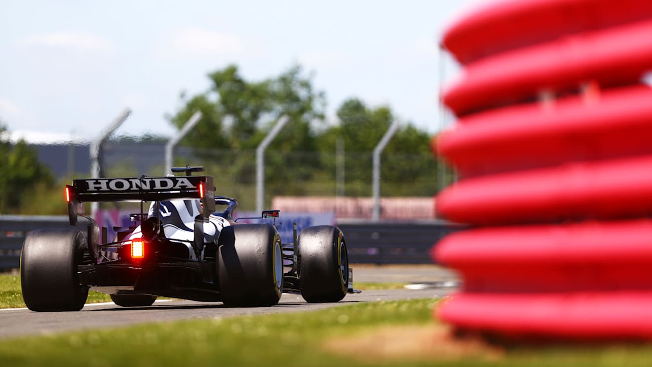 NORTHAMPTON, ENGLAND - JULY 17: Yuki Tsunoda of Japan driving the (22) Scuderia AlphaTauri AT02 Honda during practice ahead of the F1 Grand Prix of Great Britain at Silverstone on July 17, 2021 in Northampton, England. (Photo by Dan Istitene - Formula 1/Formula 1 via Getty Images)