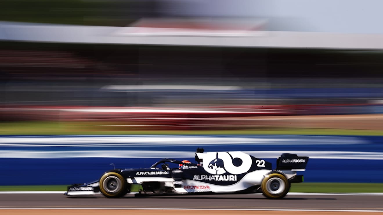 NORTHAMPTON, ENGLAND - JULY 18: Yuki Tsunoda of Japan driving the (22) Scuderia AlphaTauri AT02 Honda during the F1 Grand Prix of Great Britain at Silverstone on July 18, 2021 in Northampton, England. (Photo by Lars Baron/Getty Images)