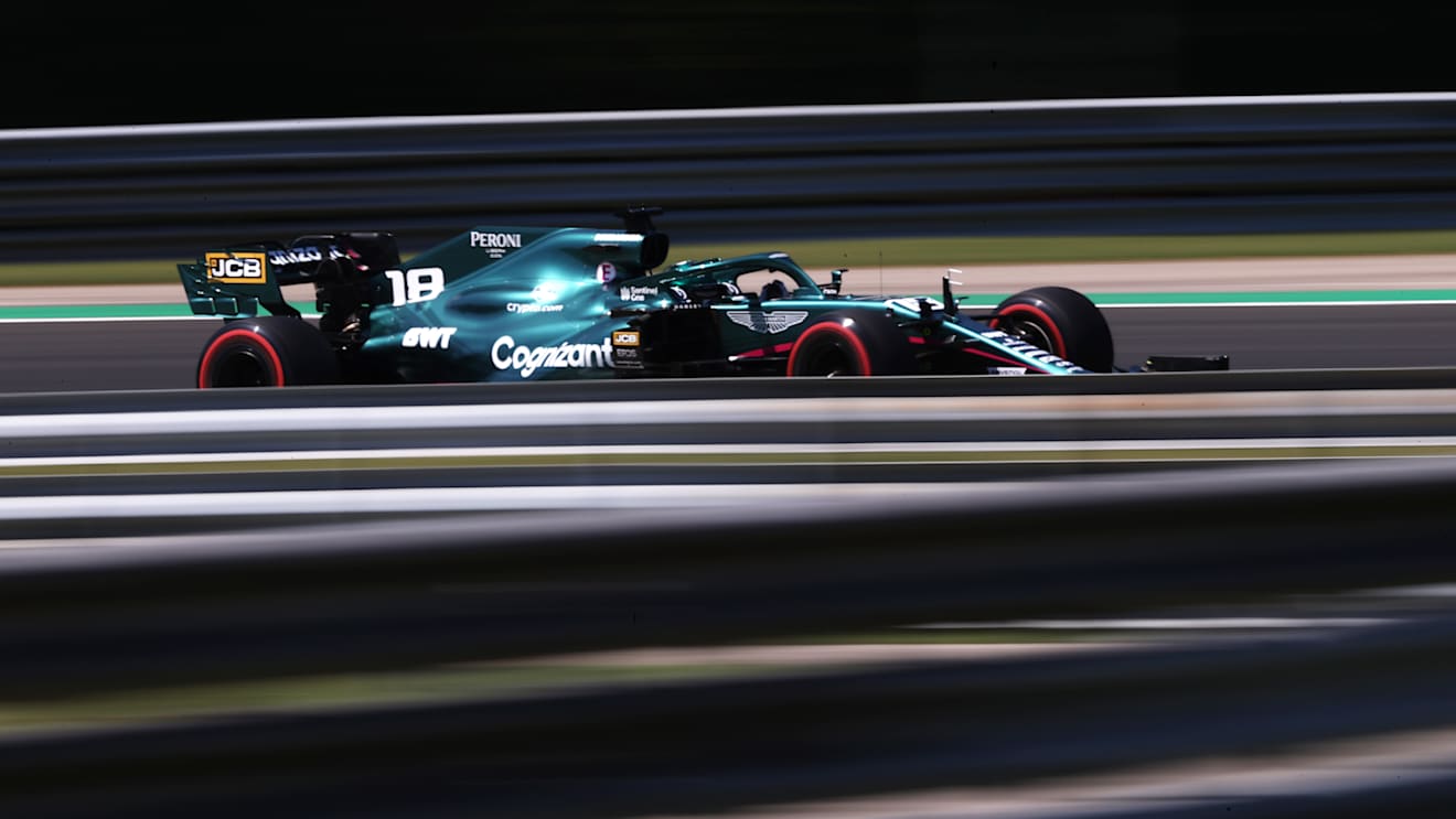 BUDAPEST, HUNGARY - JULY 30: Lance Stroll of Canada driving the (18) Aston Martin AMR21 Mercedes during practice ahead of the F1 Grand Prix of Hungary at Hungaroring on July 30, 2021 in Budapest, Hungary. (Photo by Lars Baron/Getty Images)