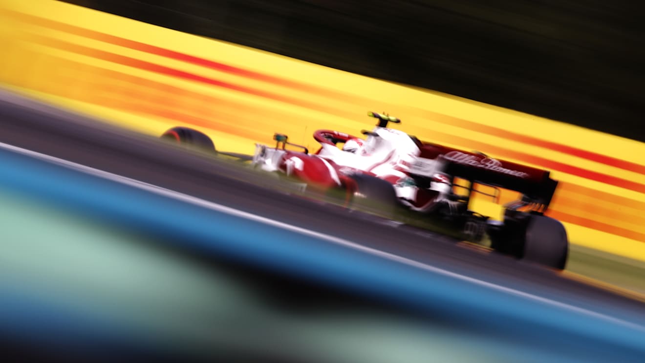BUDAPEST, HUNGARY - JULY 31: Antonio Giovinazzi of Italy driving the (99) Alfa Romeo Racing C41 Ferrari during final practice ahead of the F1 Grand Prix of Hungary at Hungaroring on July 31, 2021 in Budapest, Hungary. (Photo by Lars Baron/Getty Images)