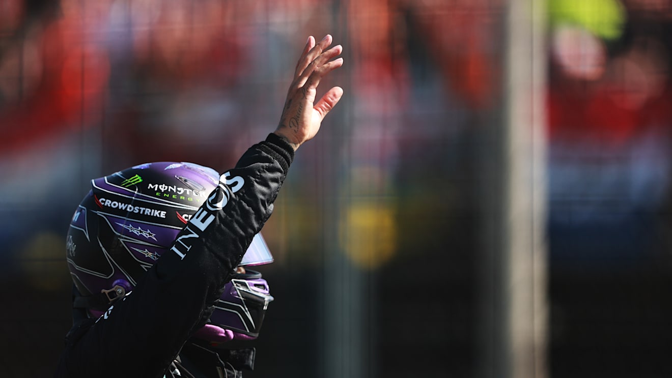 BUDAPEST, HUNGARY - JULY 31: Pole position qualifier Lewis Hamilton of Great Britain and Mercedes GP celebrates in parc ferme during qualifying ahead of the F1 Grand Prix of Hungary at Hungaroring on July 31, 2021 in Budapest, Hungary. (Photo by Mark Thompson/Getty Images)