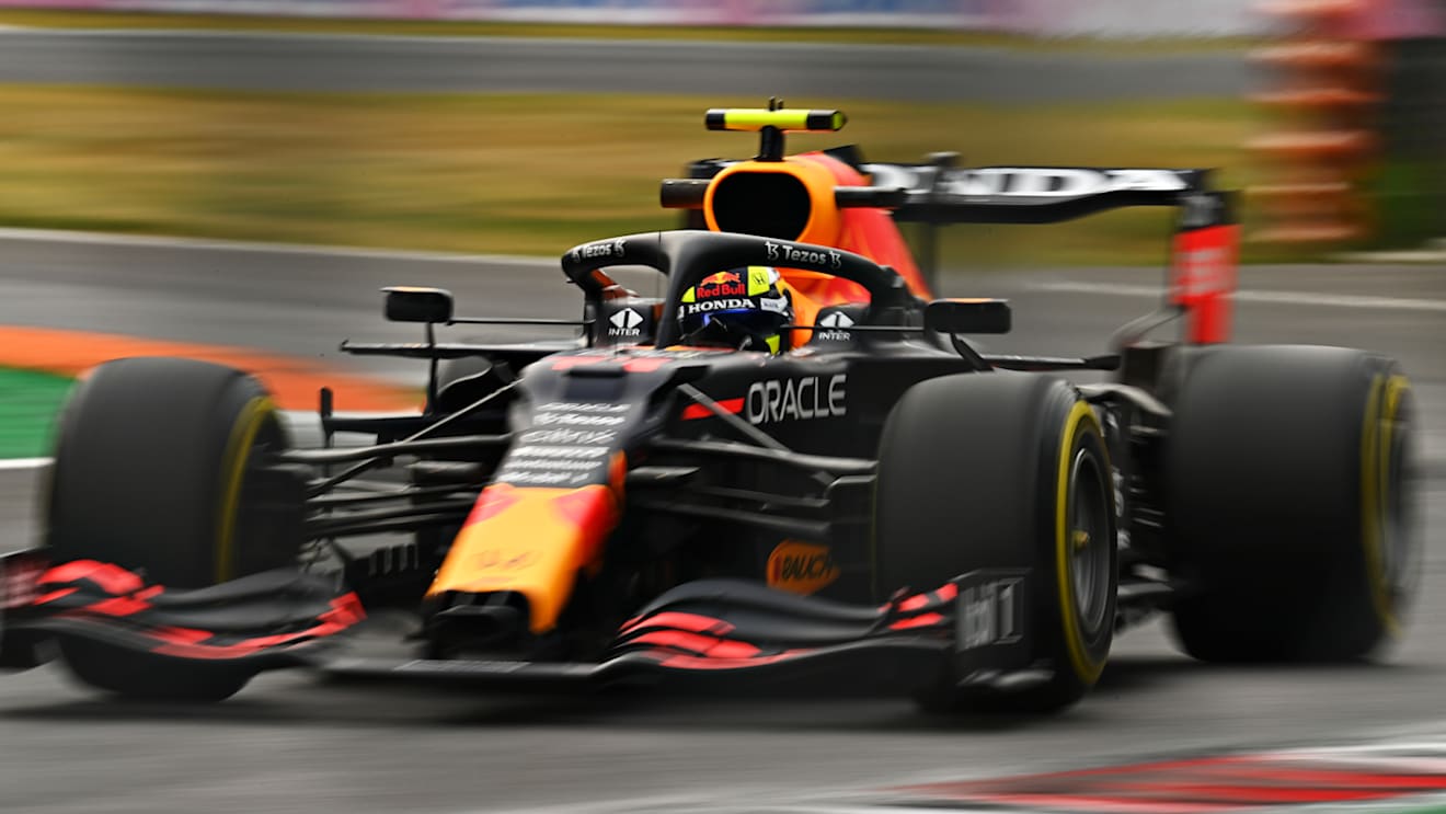 MONZA, ITALY - SEPTEMBER 10: Sergio Perez of Mexico driving the (11) Red Bull Racing RB16B Honda during practice ahead of the F1 Grand Prix of Italy at Autodromo di Monza on September 10, 2021 in Monza, Italy. (Photo by Clive Mason - Formula 1/Formula 1 via Getty Images)