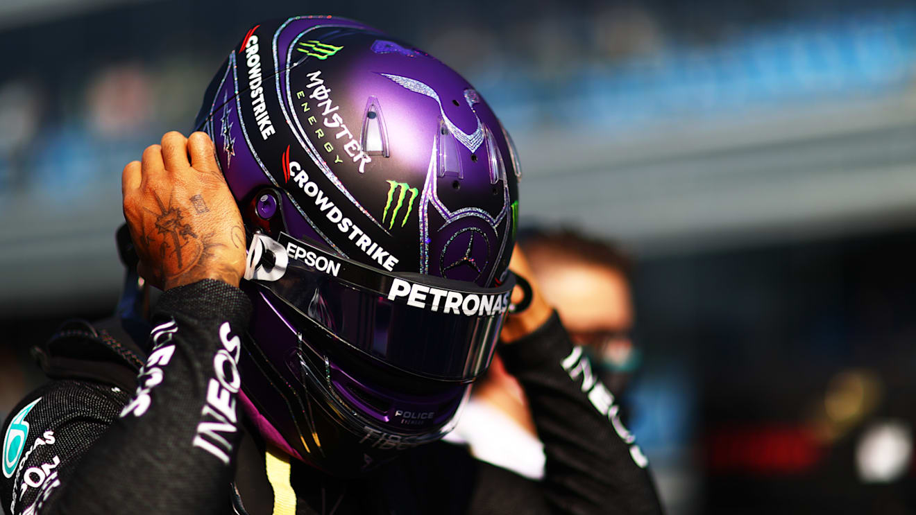 MONZA, ITALY - SEPTEMBER 11: Lewis Hamilton of Great Britain and Mercedes GP prepares to drive on the grid during the Sprint ahead of the F1 Grand Prix of Italy at Autodromo di Monza on September 11, 2021 in Monza, Italy. (Photo by Dan Istitene - Formula 1/Formula 1 via Getty Images)