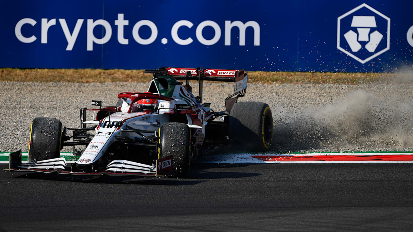 MONZA, ITALY - SEPTEMBER 11: Robert Kubica of Poland driving the (88) Alfa Romeo Racing C41 Ferrari spins during the Sprint ahead of the F1 Grand Prix of Italy at Autodromo di Monza on September 11, 2021 in Monza, Italy. (Photo by Rudy Carezzevoli/Getty Images)