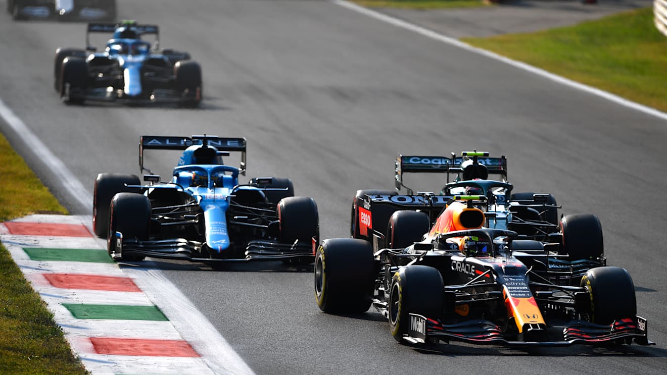 MONZA, ITALY - SEPTEMBER 11: Sergio Perez of Mexico driving the (11) Red Bull Racing RB16B Honda during the Sprint ahead of the F1 Grand Prix of Italy at Autodromo di Monza on September 11, 2021 in Monza, Italy. (Photo by Rudy Carezzevoli/Getty Images)