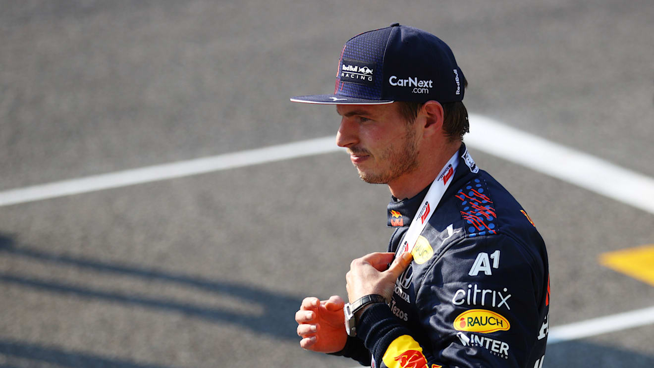 MONZA, ITALY - SEPTEMBER 11: Second place finisher Max Verstappen of Netherlands and Red Bull Racing celebrates in parc ferme during the Sprint ahead of the F1 Grand Prix of Italy at Autodromo di Monza on September 11, 2021 in Monza, Italy. (Photo by Bryn Lennon/Getty Images)