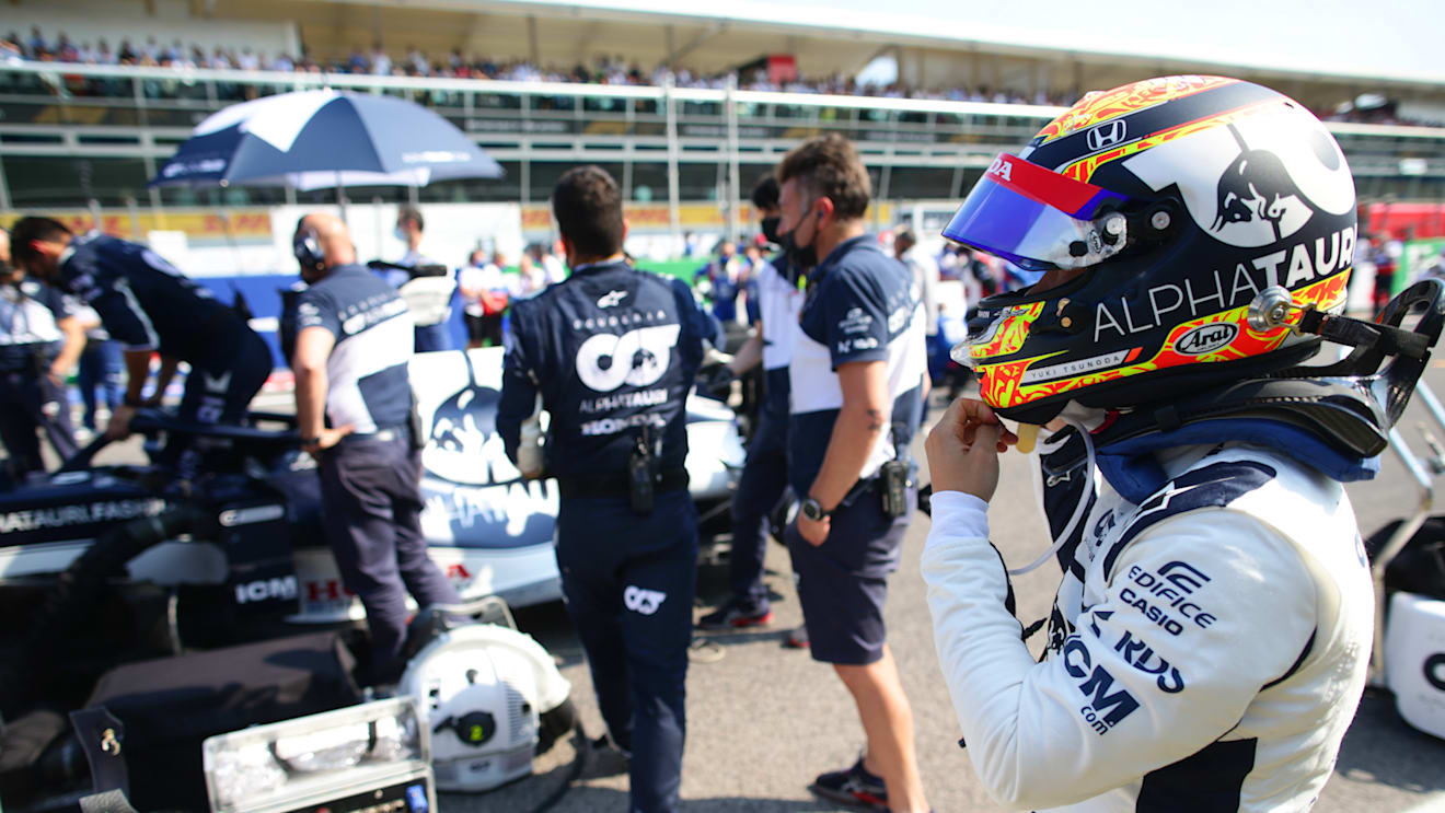 MONZA, ITALY - SEPTEMBER 12: Yuki Tsunoda of Japan and Scuderia AlphaTauri prepares to drive on the grid during the F1 Grand Prix of Italy at Autodromo di Monza on September 12, 2021 in Monza, Italy. (Photo by Peter Fox/Getty Images)