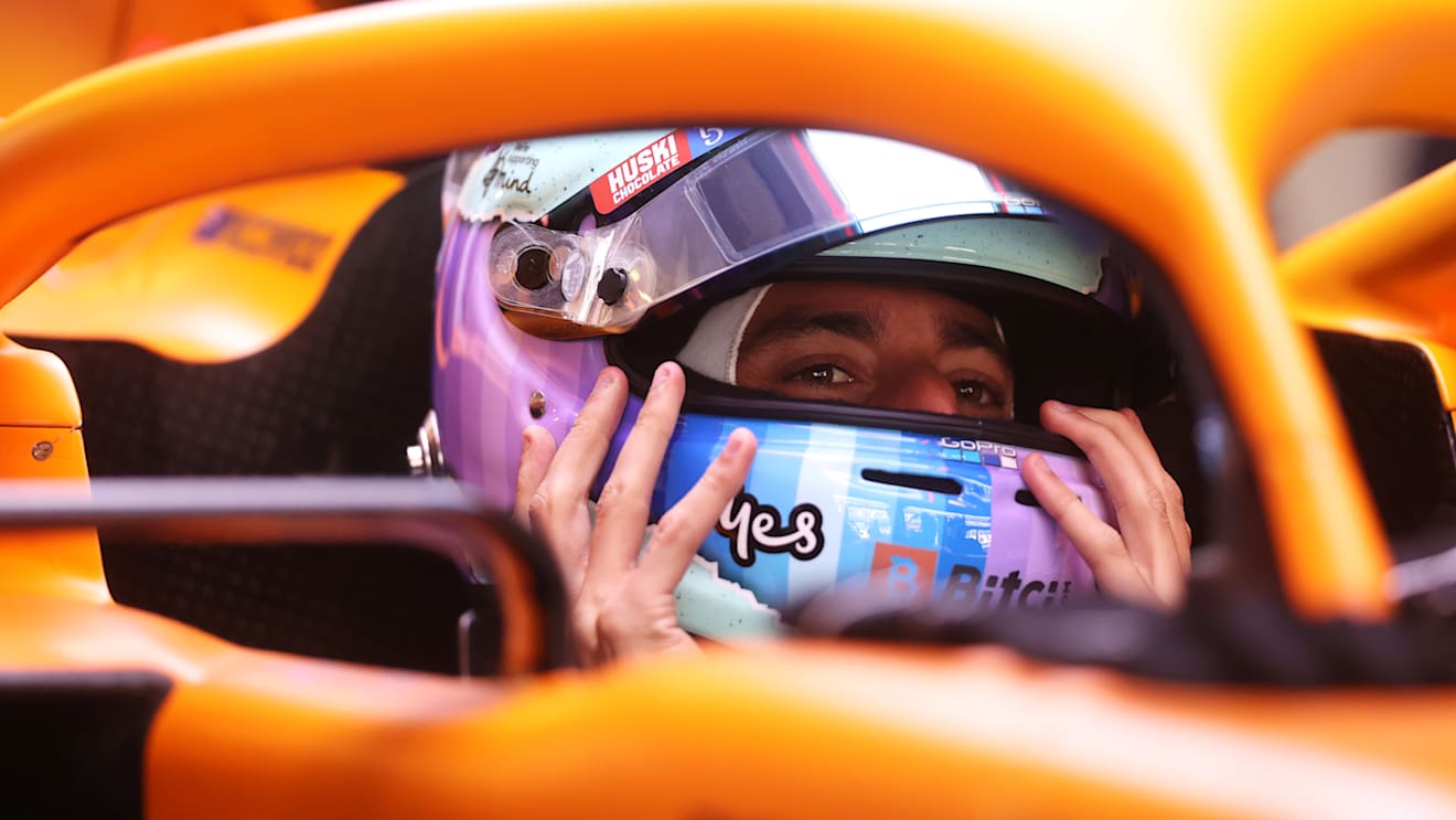 MEXICO CITY, MEXICO - NOVEMBER 05: Daniel Ricciardo of Australia and McLaren F1 prepares to drive in the garage during practice ahead of the F1 Grand Prix of Mexico at Autodromo Hermanos Rodriguez on November 05, 2021 in Mexico City, Mexico. (Photo by Lars Baron/Getty Images)