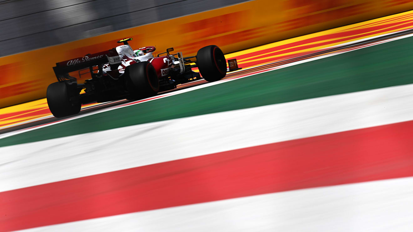 MEXICO CITY, MEXICO - NOVEMBER 05: Antonio Giovinazzi of Italy driving the (99) Alfa Romeo Racing C41 Ferrari during practice ahead of the F1 Grand Prix of Mexico at Autodromo Hermanos Rodriguez on November 05, 2021 in Mexico City, Mexico. (Photo by Clive Mason/Getty Images)