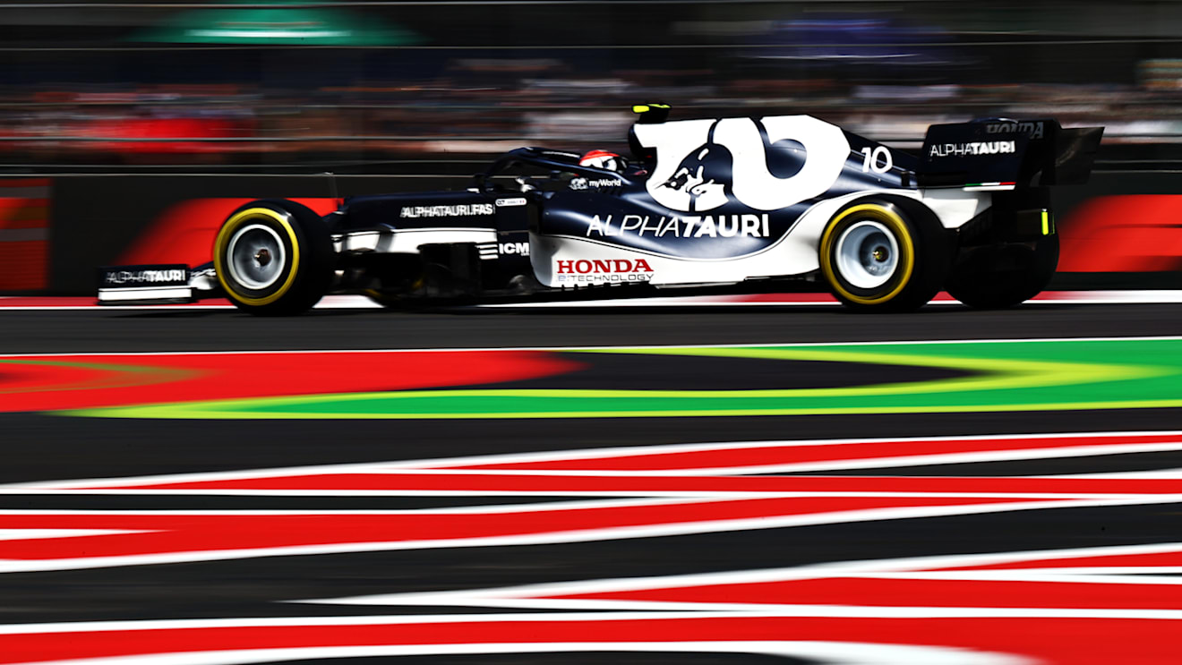 MEXICO CITY, MEXICO - NOVEMBER 06: Pierre Gasly of France driving the (10) Scuderia AlphaTauri AT02 Honda during final practice ahead of the F1 Grand Prix of Mexico at Autodromo Hermanos Rodriguez on November 06, 2021 in Mexico City, Mexico. (Photo by Mark Thompson/Getty Images)