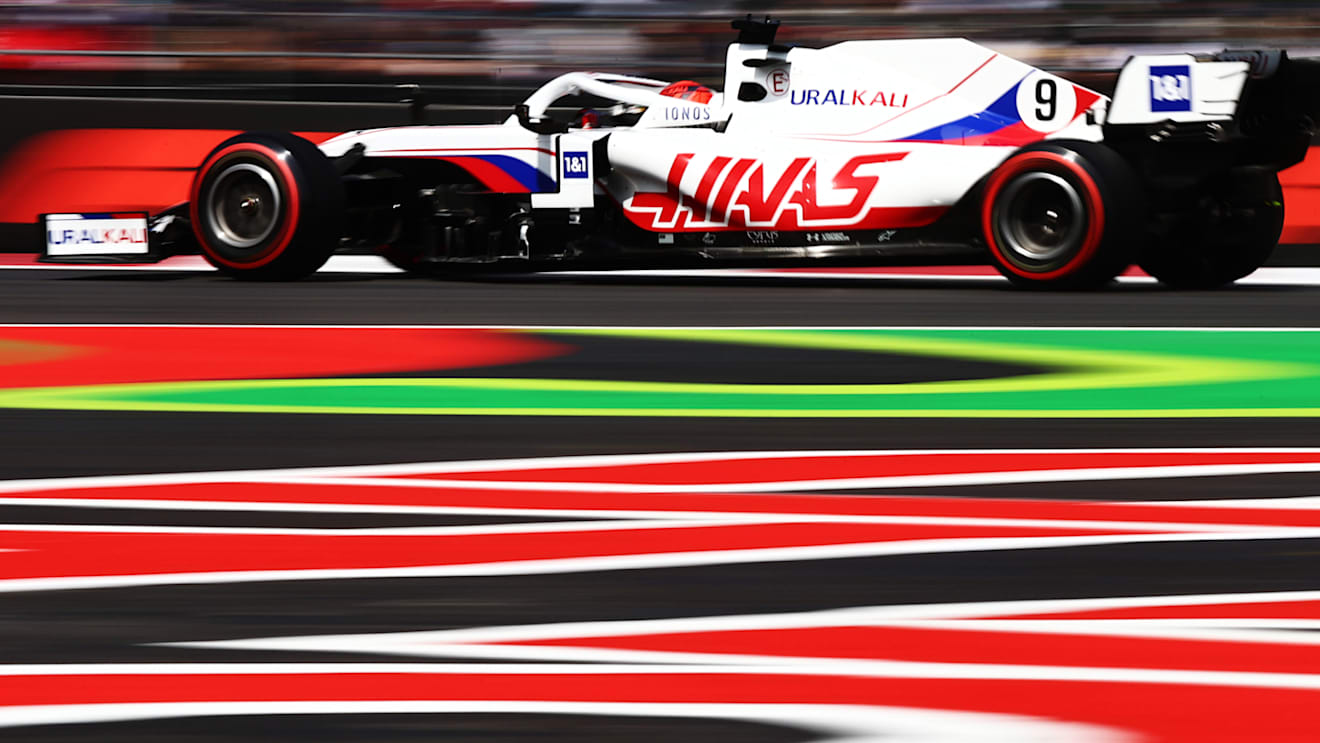 MEXICO CITY, MEXICO - NOVEMBER 06: Nikita Mazepin of Russia driving the (9) Haas F1 Team VF-21 Ferrari during final practice ahead of the F1 Grand Prix of Mexico at Autodromo Hermanos Rodriguez on November 06, 2021 in Mexico City, Mexico. (Photo by Mark Thompson/Getty Images)
