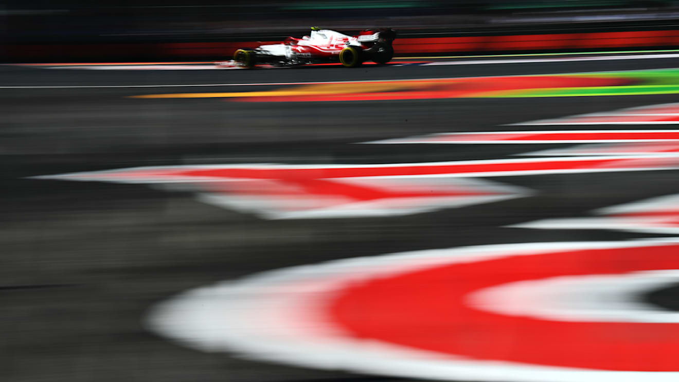 MEXICO CITY, MEXICO - NOVEMBER 06: Antonio Giovinazzi of Italy driving the (99) Alfa Romeo Racing C41 Ferrari during qualifying ahead of the F1 Grand Prix of Mexico at Autodromo Hermanos Rodriguez on November 06, 2021 in Mexico City, Mexico. (Photo by Clive Mason/Getty Images)