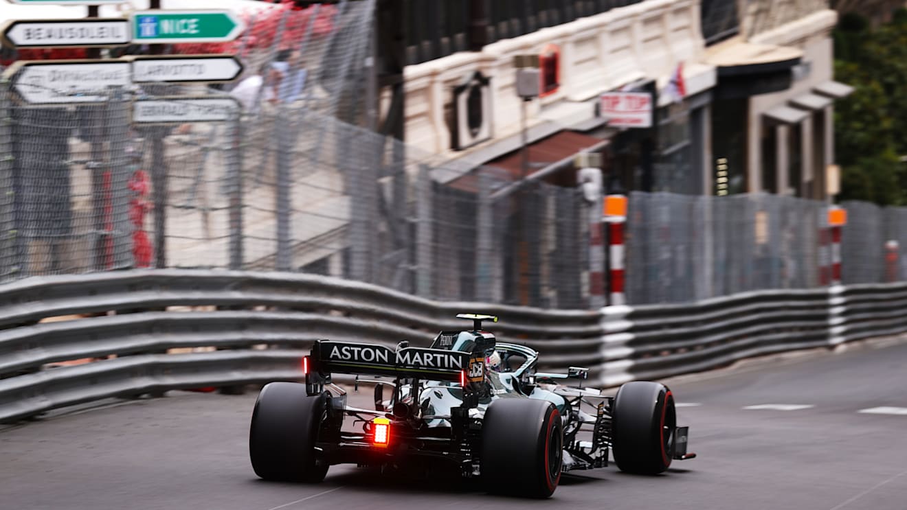 MONTE-CARLO, MONACO - MAY 22: Sebastian Vettel of Germany driving the (5) Aston Martin AMR21 Mercedes on track during final practice practice prior to the F1 Grand Prix of Monaco at Circuit de Monaco on May 22, 2021 in Monte-Carlo, Monaco. (Photo by Lars Baron/Getty Images)