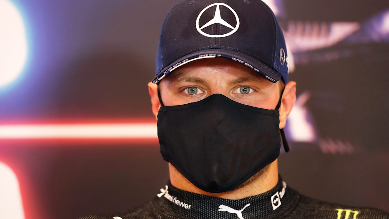 MONTE-CARLO, MONACO - MAY 22: Third placed qualifier Valtteri Bottas of Finland and Mercedes GP talks during a Press Conference after qualifying prior to the F1 Grand Prix of Monaco at Circuit de Monaco on May 22, 2021 in Monte-Carlo, Monaco. (Photo by Pool/Getty Images)