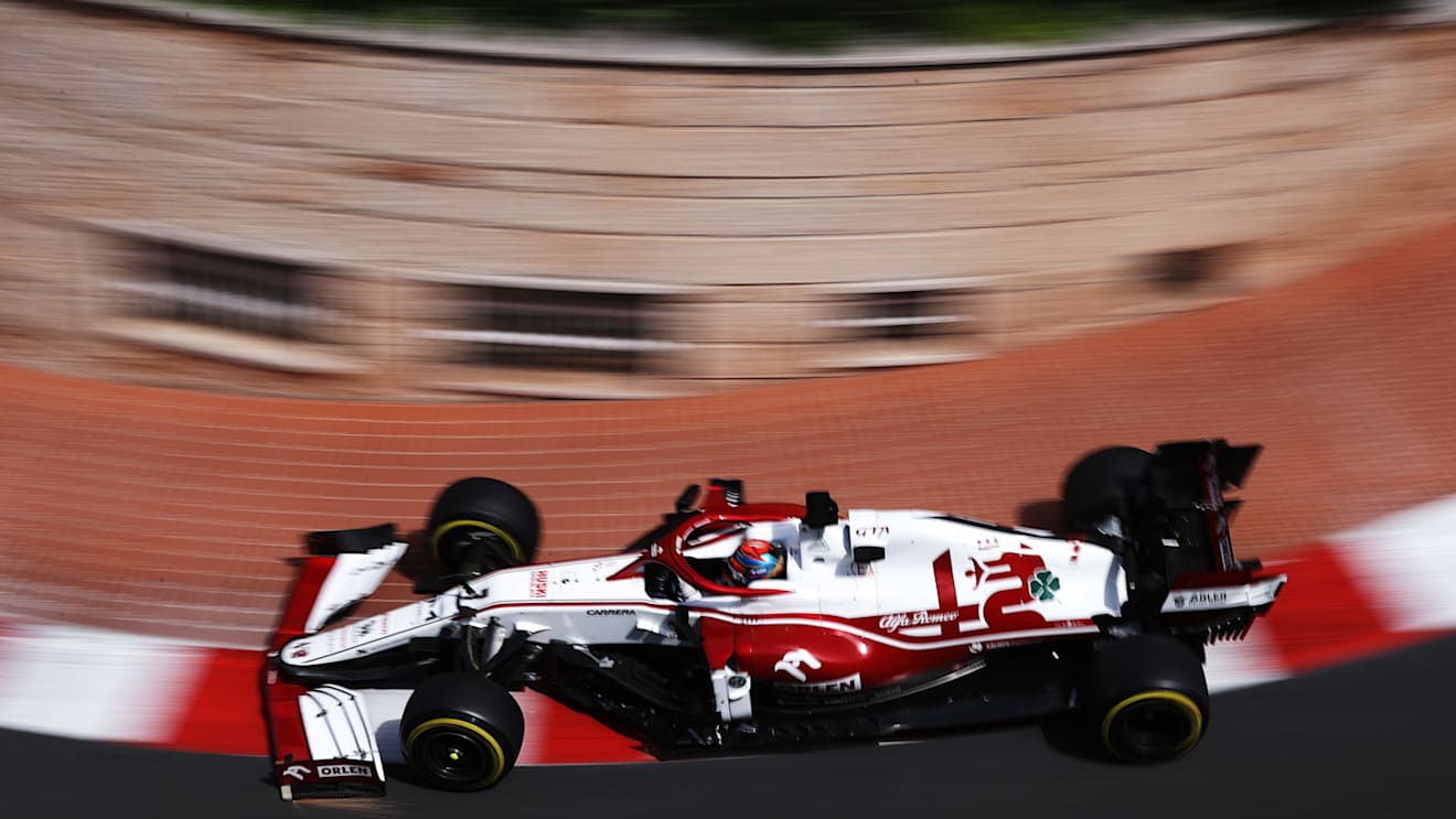 MONTE-CARLO, MONACO - MAY 23: Kimi Raikkonen of Finland driving the (7) Alfa Romeo Racing C41 Ferrari on track during the F1 Grand Prix of Monaco at Circuit de Monaco on May 23, 2021 in Monte-Carlo, Monaco. (Photo by Lars Baron/Getty Images)