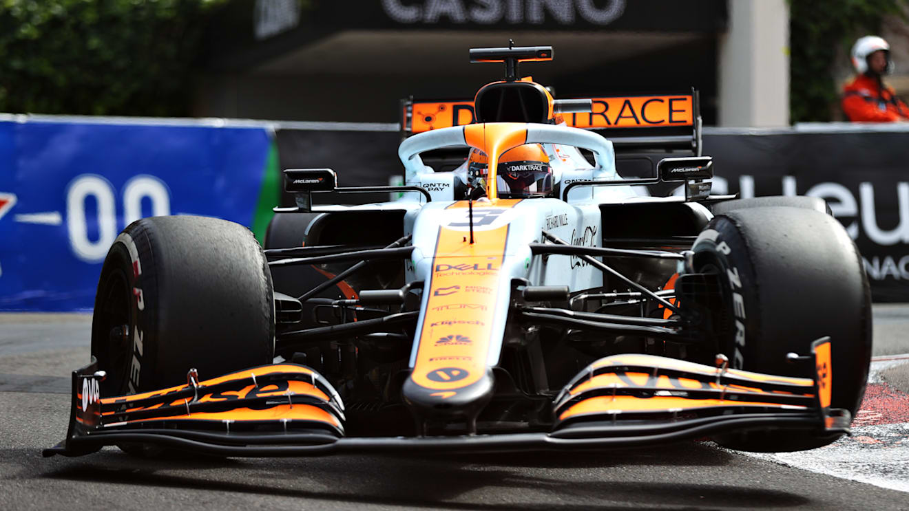 MONTE-CARLO, MONACO - MAY 23: Daniel Ricciardo of Australia driving the (3) McLaren F1 Team MCL35M Mercedes during the F1 Grand Prix of Monaco at Circuit de Monaco on May 23, 2021 in Monte-Carlo, Monaco. (Photo by Clive Rose - Formula 1/Formula 1 via Getty Images)