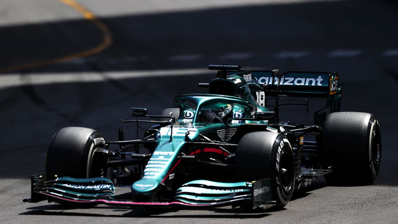 MONTE-CARLO, MONACO - MAY 23: Lance Stroll of Canada driving the (18) Aston Martin AMR21 Mercedes on track during the F1 Grand Prix of Monaco at Circuit de Monaco on May 23, 2021 in Monte-Carlo, Monaco. (Photo by Bryn Lennon/Getty Images)