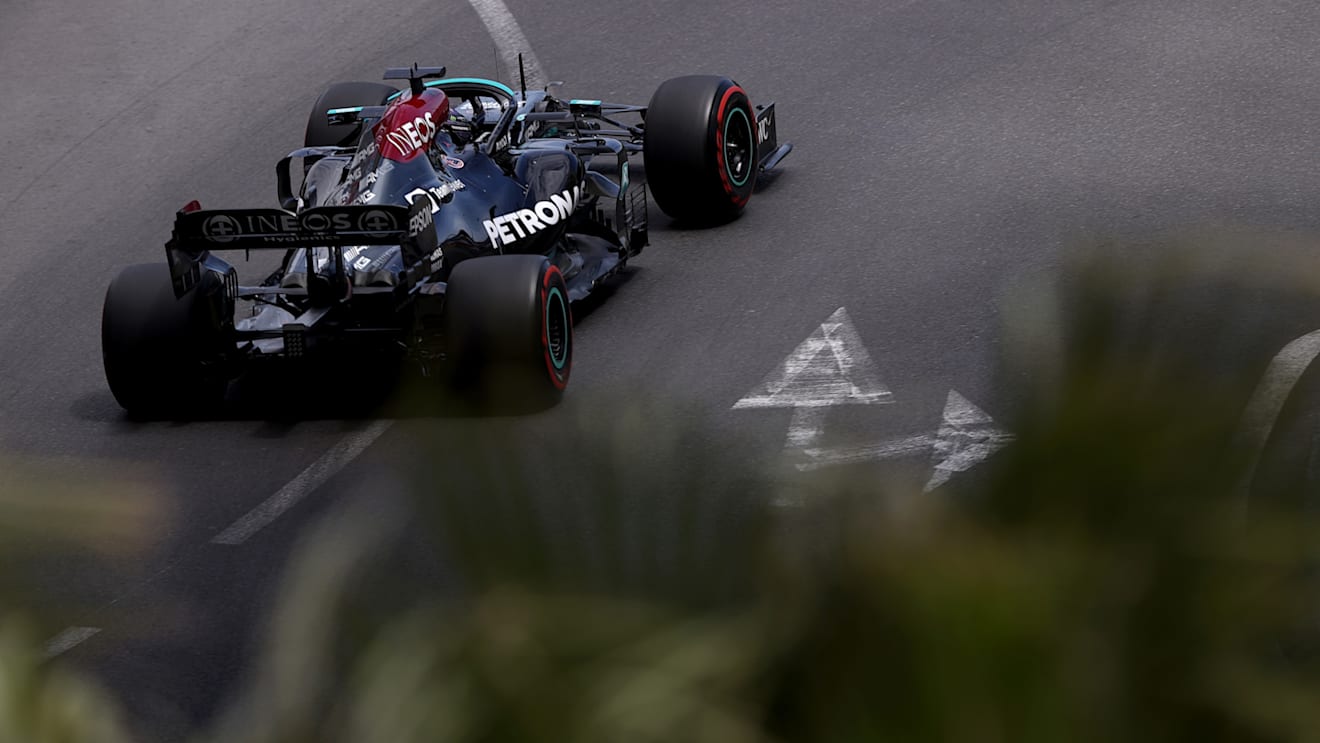 MONTE-CARLO, MONACO - MAY 23: Lewis Hamilton of Great Britain driving the (44) Mercedes AMG Petronas F1 Team Mercedes W12 on track during the F1 Grand Prix of Monaco at Circuit de Monaco on May 23, 2021 in Monte-Carlo, Monaco. (Photo by Lars Baron/Getty Images)