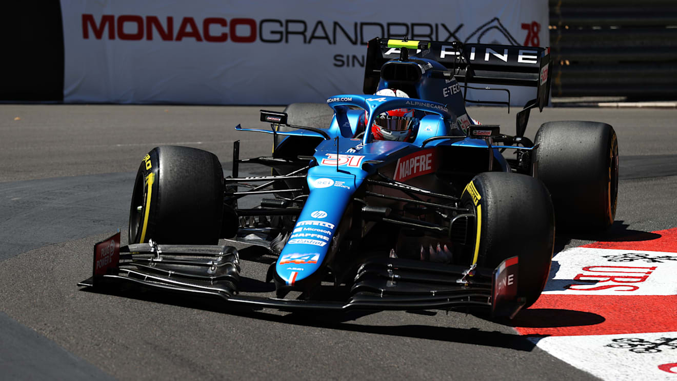 MONTE-CARLO, MONACO - MAY 20: Esteban Ocon of France driving the (31) Alpine A521 Renault during practice ahead of the F1 Grand Prix of Monaco at Circuit de Monaco on May 20, 2021 in Monte-Carlo, Monaco. (Photo by Clive Rose - Formula 1/Formula 1 via Getty Images)