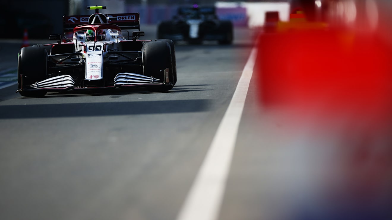 ZANDVOORT, NETHERLANDS - SEPTEMBER 03: Antonio Giovinazzi of Italy driving the (99) Alfa Romeo Racing C41 Ferrari in the Pitlane during practice ahead of the F1 Grand Prix of The Netherlands at Circuit Zandvoort on September 03, 2021 in Zandvoort, Netherlands. (Photo by Peter Fox/Getty Images)