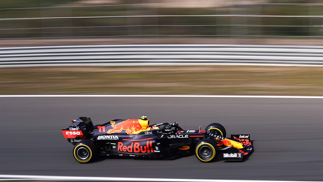 ZANDVOORT, NETHERLANDS - SEPTEMBER 03: Sergio Perez of Mexico driving the (11) Red Bull Racing RB16B Honda during practice ahead of the F1 Grand Prix of The Netherlands at Circuit Zandvoort on September 03, 2021 in Zandvoort, Netherlands. (Photo by Lars Baron/Getty Images)