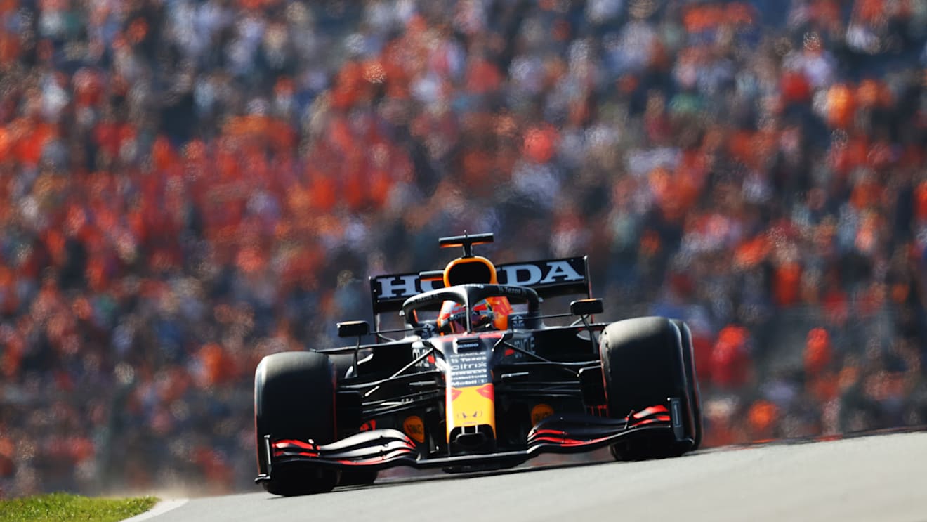 ZANDVOORT, NETHERLANDS - SEPTEMBER 03: Max Verstappen of the Netherlands driving the (33) Red Bull Racing RB16B Honda during practice ahead of the F1 Grand Prix of The Netherlands at Circuit Zandvoort on September 03, 2021 in Zandvoort, Netherlands. (Photo by Clive Rose - Formula 1/Formula 1 via Getty Images)