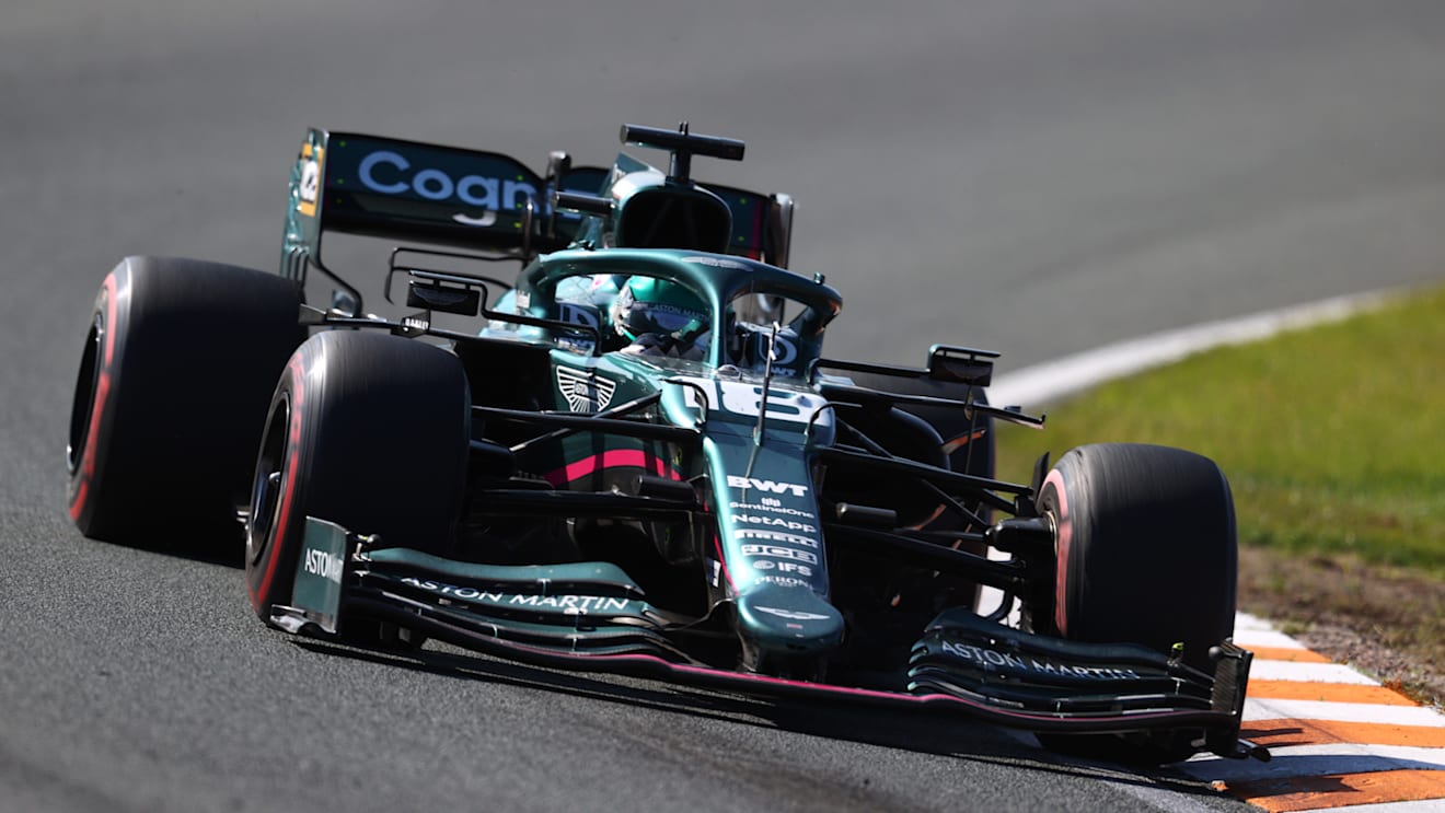 ZANDVOORT, NETHERLANDS - SEPTEMBER 05: Lance Stroll of Canada driving the (18) Aston Martin AMR21 Mercedes during the F1 Grand Prix of The Netherlands at Circuit Zandvoort on September 05, 2021 in Zandvoort, Netherlands. (Photo by Clive Rose - Formula 1/Formula 1 via Getty Images)