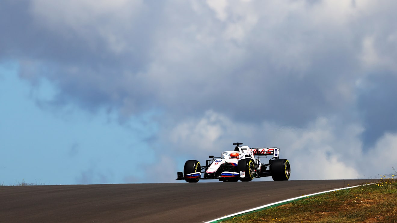 PORTIMAO, PORTUGAL - APRIL 30: Nikita Mazepin of Russia driving the (9) Haas F1 Team VF-21 Ferrari on track during practice ahead of the F1 Grand Prix of Portugal at Autodromo Internacional Do Algarve on April 30, 2021 in Portimao, Portugal. (Photo by Bryn Lennon/Getty Images)