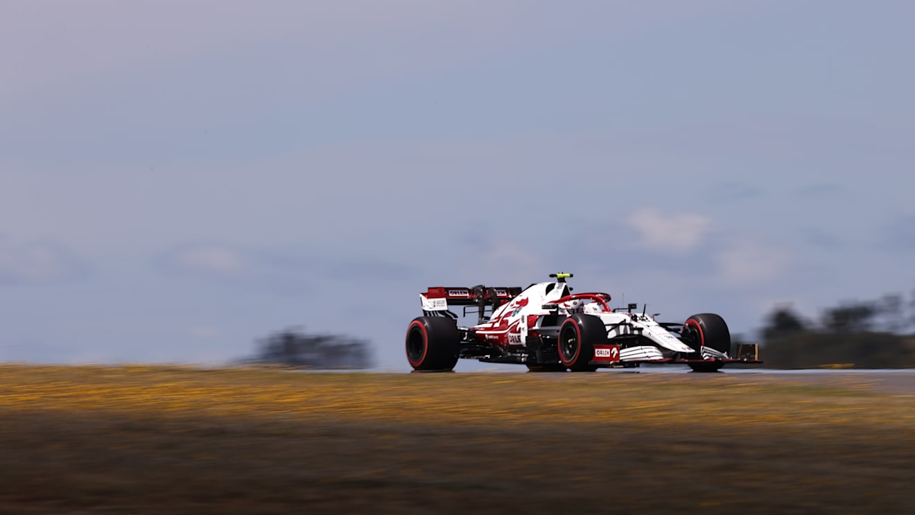 PORTIMAO, PORTUGAL - APRIL 30: Antonio Giovinazzi of Italy driving the (99) Alfa Romeo Racing C41 Ferrari on track during practice ahead of the F1 Grand Prix of Portugal at Autodromo Internacional Do Algarve on April 30, 2021 in Portimao, Portugal. (Photo by Lars Baron/Getty Images)