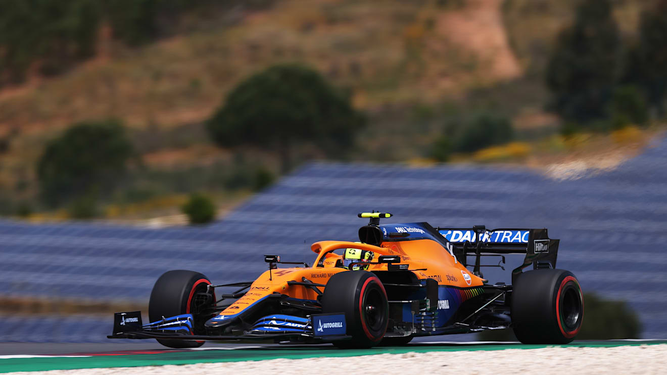 PORTIMAO, PORTUGAL - MAY 01: Lando Norris of Great Britain driving the (4) McLaren F1 Team MCL35M Mercedes on track during final practice for the F1 Grand Prix of Portugal at Autodromo Internacional Do Algarve on May 01, 2021 in Portimao, Portugal. (Photo by Lars Baron/Getty Images)