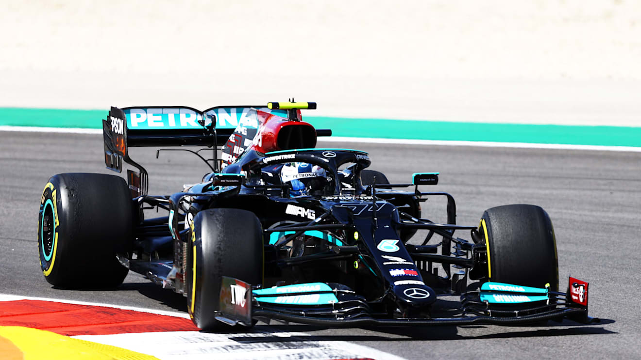 PORTIMAO, PORTUGAL - MAY 02: Valtteri Bottas of Finland driving the (77) Mercedes AMG Petronas F1 Team Mercedes W12 on track during the F1 Grand Prix of Portugal at Autodromo Internacional Do Algarve on May 02, 2021 in Portimao, Portugal. (Photo by Bryn Lennon/Getty Images)