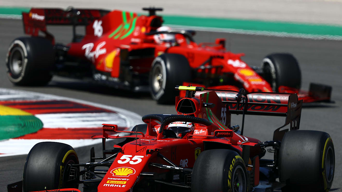 PORTIMAO, PORTUGAL - MAY 02: Carlos Sainz of Spain driving the (55) Scuderia Ferrari SF21 on track during the F1 Grand Prix of Portugal at Autodromo Internacional Do Algarve on May 02, 2021 in Portimao, Portugal. (Photo by Bryn Lennon/Getty Images)