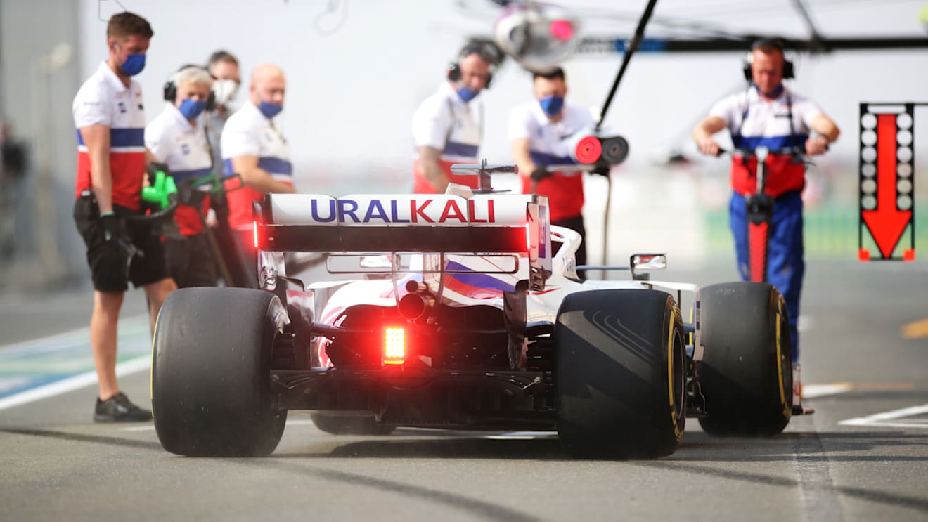 DOHA, QATAR - NOVEMBER 19: Nikita Mazepin of Russia driving the (9) Haas F1 Team VF-21 Ferrari in the Pitlane during practice ahead of the F1 Grand Prix of Qatar at Losail International Circuit on November 19, 2021 in Doha, Qatar. (Photo by Peter Fox/Getty Images)