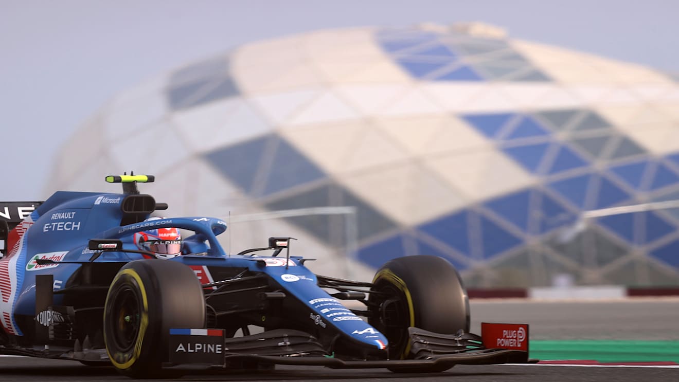 DOHA, QATAR - NOVEMBER 19: Esteban Ocon of France driving the (31) Alpine A521 Renault during practice ahead of the F1 Grand Prix of Qatar at Losail International Circuit on November 19, 2021 in Doha, Qatar. (Photo by Lars Baron/Getty Images)