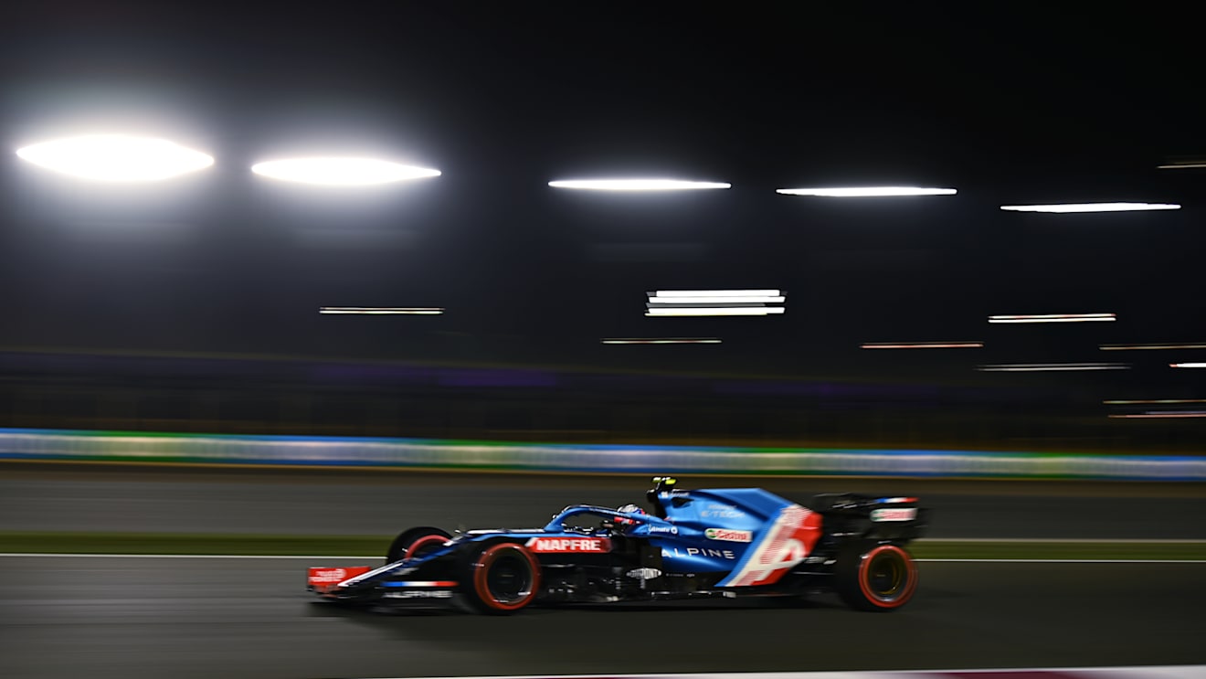 DOHA, QATAR - NOVEMBER 20: Esteban Ocon of France driving the (31) Alpine A521 Renault during qualifying ahead of the F1 Grand Prix of Qatar at Losail International Circuit on November 20, 2021 in Doha, Qatar. (Photo by Clive Mason/Getty Images)