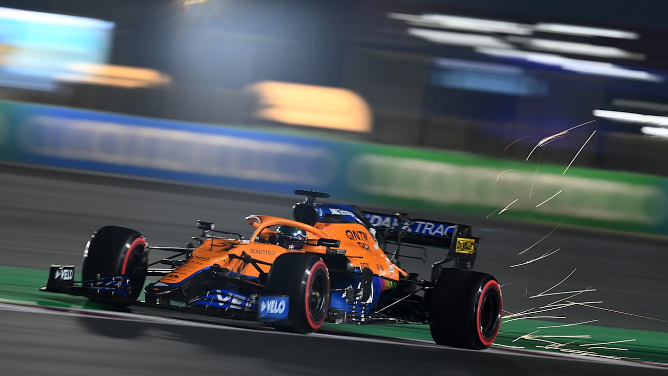 DOHA, QATAR - NOVEMBER 20: Daniel Ricciardo of Australia driving the (3) McLaren F1 Team MCL35M Mercedes during qualifying ahead of the F1 Grand Prix of Qatar at Losail International Circuit on November 20, 2021 in Doha, Qatar. (Photo by Clive Mason/Getty Images)