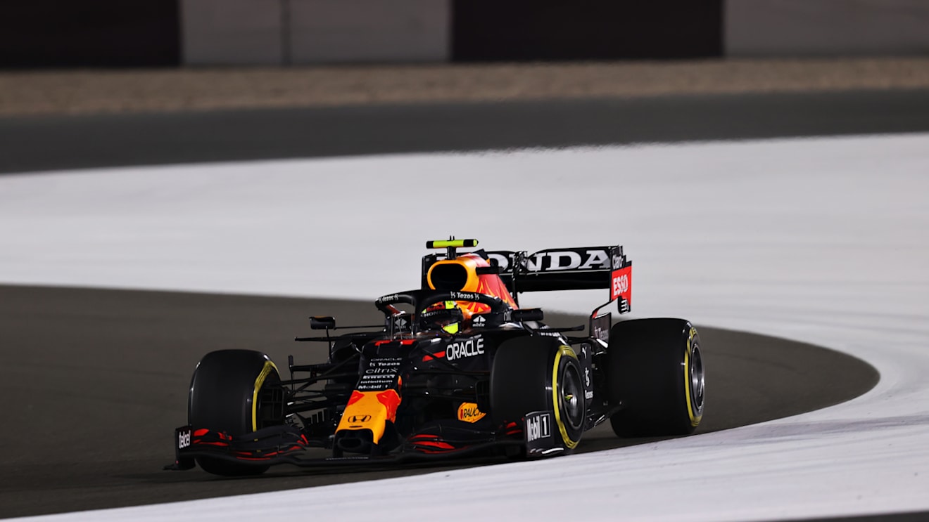DOHA, QATAR - NOVEMBER 21: Sergio Perez of Mexico driving the (11) Red Bull Racing RB16B Honda during the F1 Grand Prix of Qatar at Losail International Circuit on November 21, 2021 in Doha, Qatar. (Photo by Lars Baron/Getty Images)