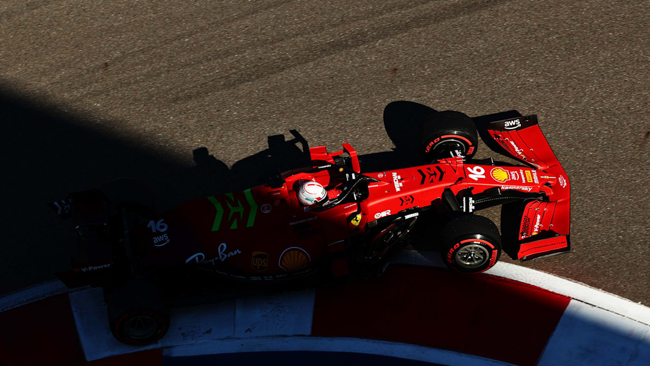 SOCHI, RUSSIA - SEPTEMBER 24: Charles Leclerc of Monaco driving the (16) Scuderia Ferrari SF21 during practice ahead of the F1 Grand Prix of Russia at Sochi Autodrom on September 24, 2021 in Sochi, Russia. (Photo by Mark Thompson/Getty Images)
