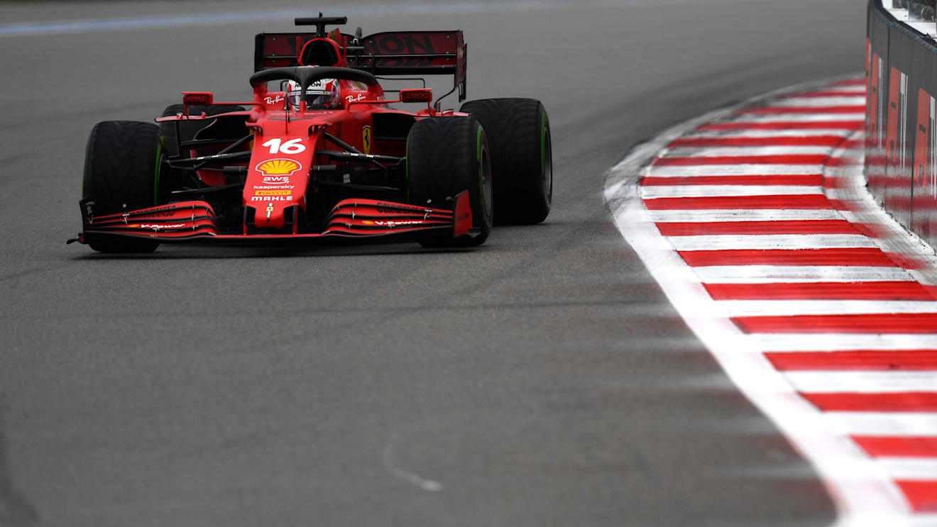 SOCHI, RUSSIA - SEPTEMBER 25: Charles Leclerc of Monaco driving the (16) Scuderia Ferrari SF21 on track during qualifying ahead of the F1 Grand Prix of Russia at Sochi Autodrom on September 25, 2021 in Sochi, Russia. (Photo by Rudy Carezzevoli/Getty Images)