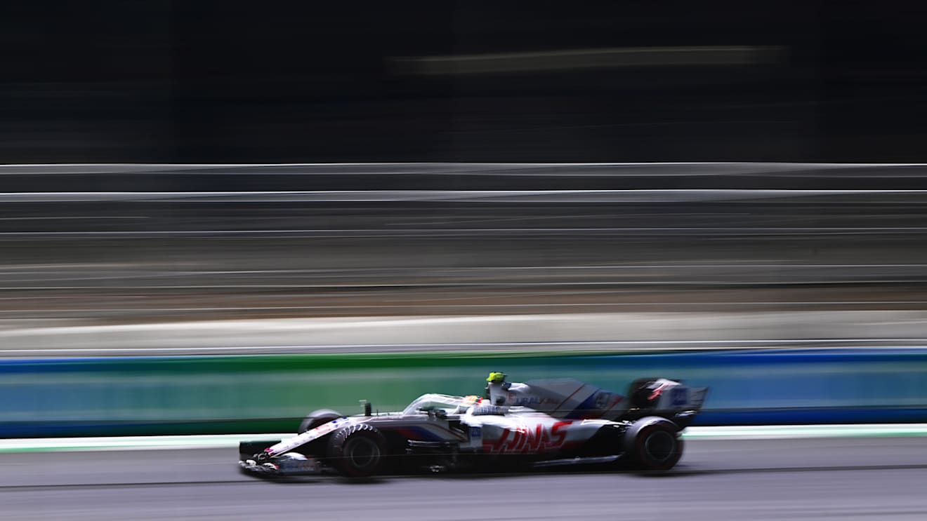 JEDDAH, SAUDI ARABIA - DECEMBER 03: Mick Schumacher of Germany driving the (47) Haas F1 Team VF-21 Ferrari during practice ahead of the F1 Grand Prix of Saudi Arabia at Jeddah Corniche Circuit on December 03, 2021 in Jeddah, Saudi Arabia. (Photo by Dan Mullan/Getty Images)