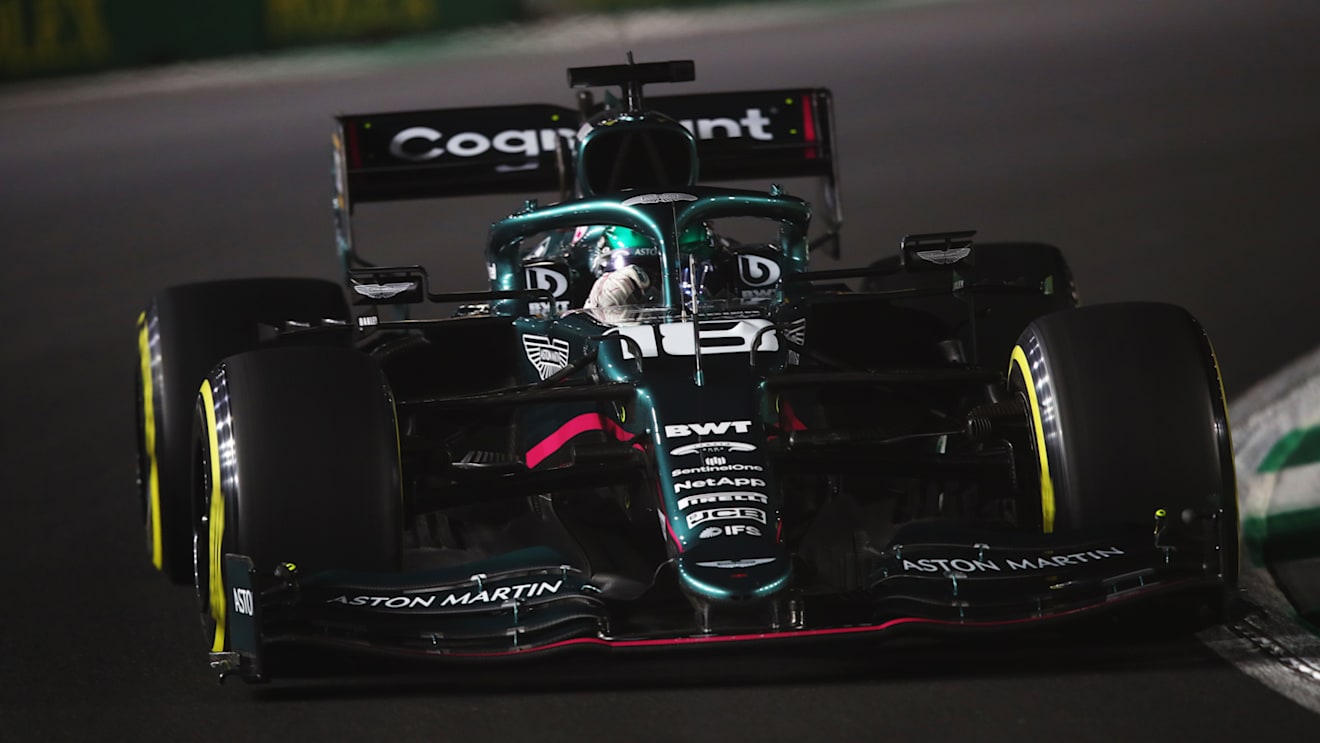 JEDDAH, SAUDI ARABIA - DECEMBER 03: Lance Stroll of Canada driving the (18) Aston Martin AMR21 Mercedes during practice ahead of the F1 Grand Prix of Saudi Arabia at Jeddah Corniche Circuit on December 03, 2021 in Jeddah, Saudi Arabia. (Photo by Joe Portlock - Formula 1/Formula 1 via Getty Images)