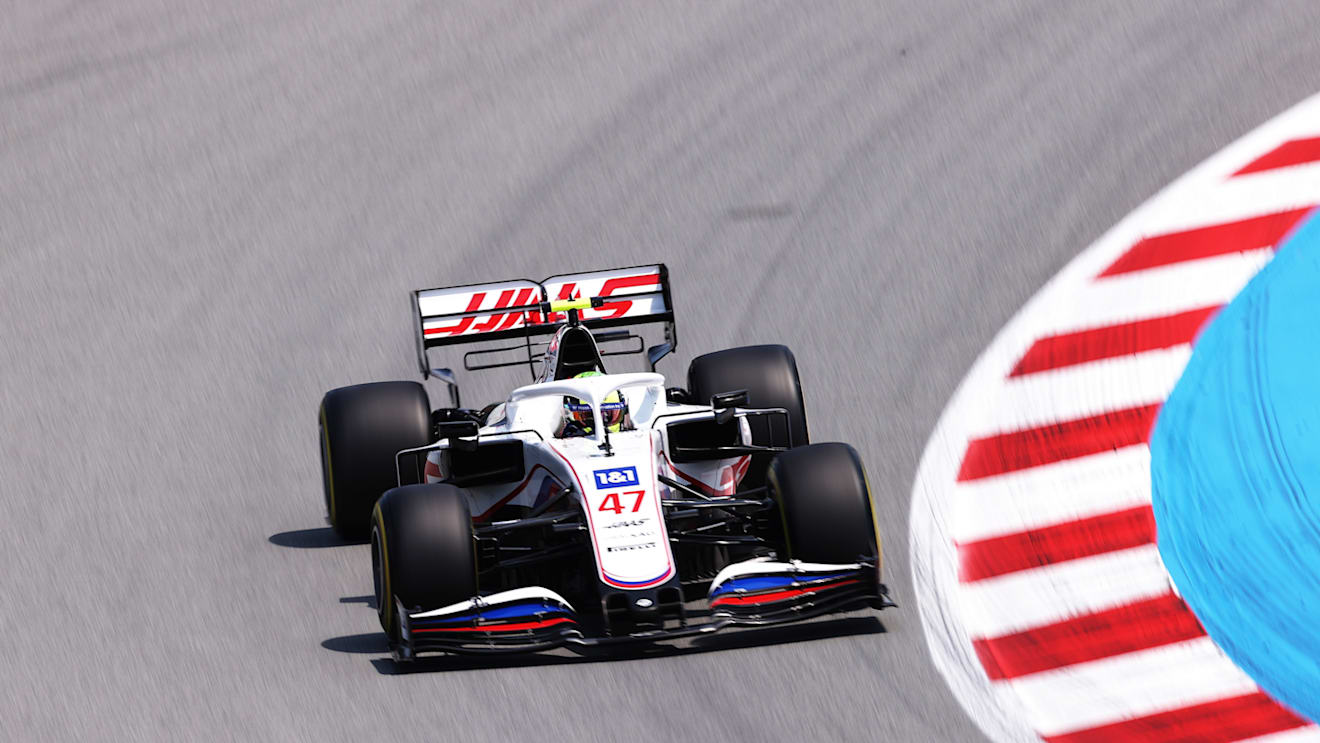BARCELONA, SPAIN - MAY 07: Mick Schumacher of Germany driving the (47) Haas F1 Team VF-21 Ferrari on track during practice for the F1 Grand Prix of Spain at Circuit de Barcelona-Catalunya on May 07, 2021 in Barcelona, Spain. (Photo by Lars Baron/Getty Images)