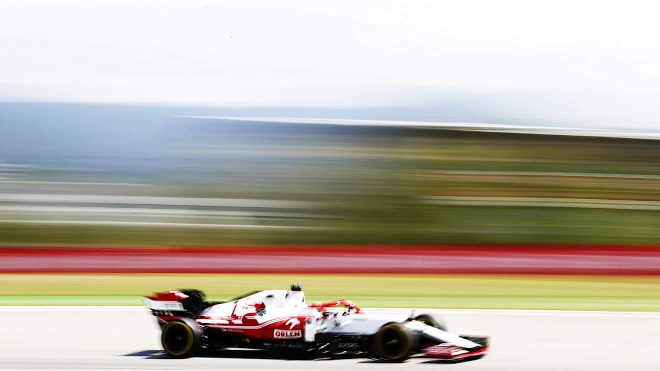 BARCELONA, SPAIN - MAY 07: Kimi Raikkonen of Finland driving the (7) Alfa Romeo Racing C41 Ferrari on track during practice for the F1 Grand Prix of Spain at Circuit de Barcelona-Catalunya on May 07, 2021 in Barcelona, Spain. (Photo by Bryn Lennon/Getty Images)