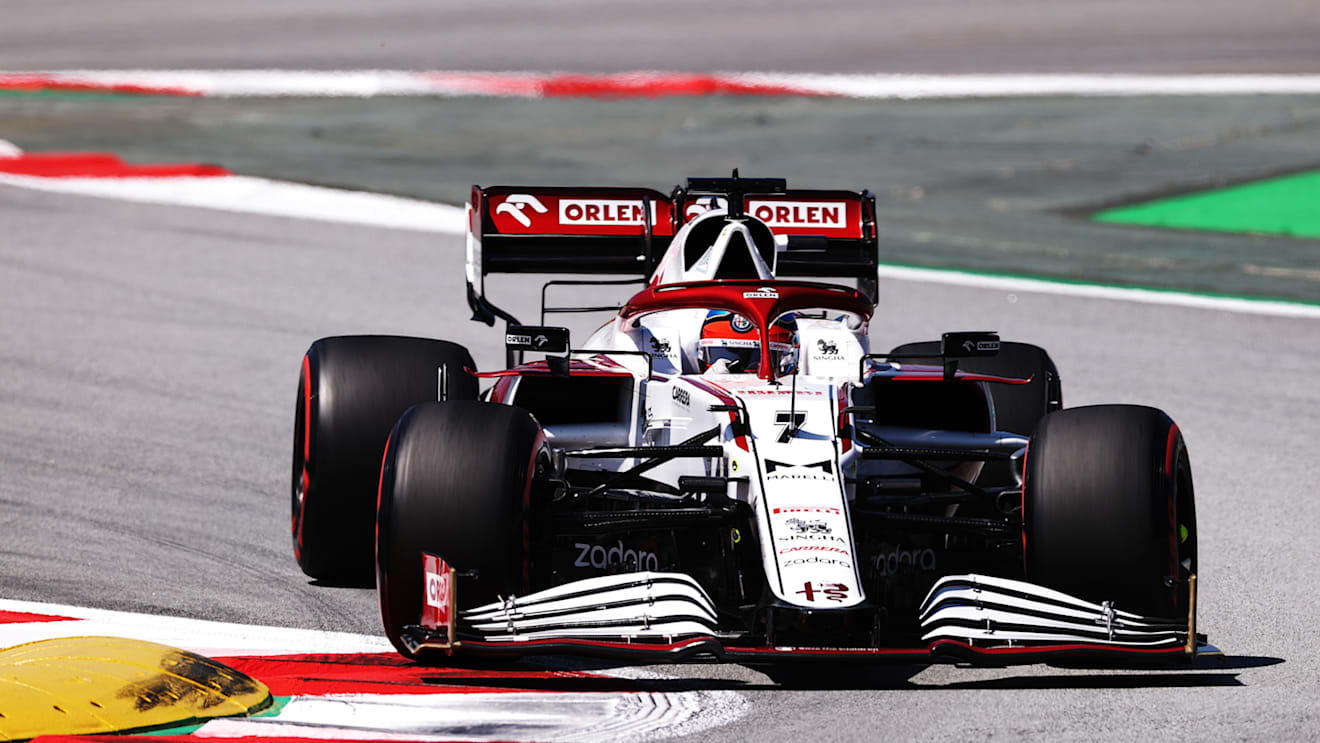 BARCELONA, SPAIN - MAY 08: Kimi Raikkonen of Finland driving the (7) Alfa Romeo Racing C41 Ferrari on track during final practice for the F1 Grand Prix of Spain at Circuit de Barcelona-Catalunya on May 08, 2021 in Barcelona, Spain. (Photo by Lars Baron/Getty Images)
