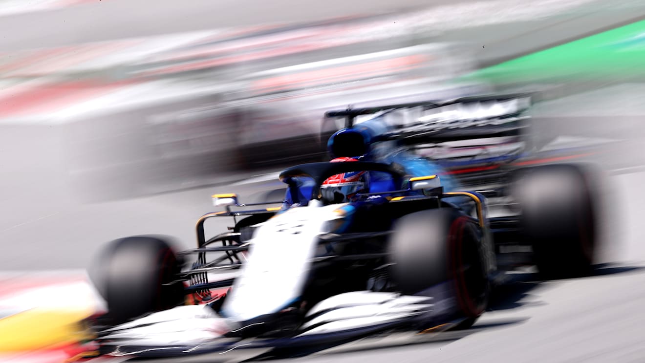 BARCELONA, SPAIN - MAY 08: George Russell of Great Britain driving the (63) Williams Racing FW43B Mercedes on track during final practice for the F1 Grand Prix of Spain at Circuit de Barcelona-Catalunya on May 08, 2021 in Barcelona, Spain. (Photo by Lars Baron/Getty Images)