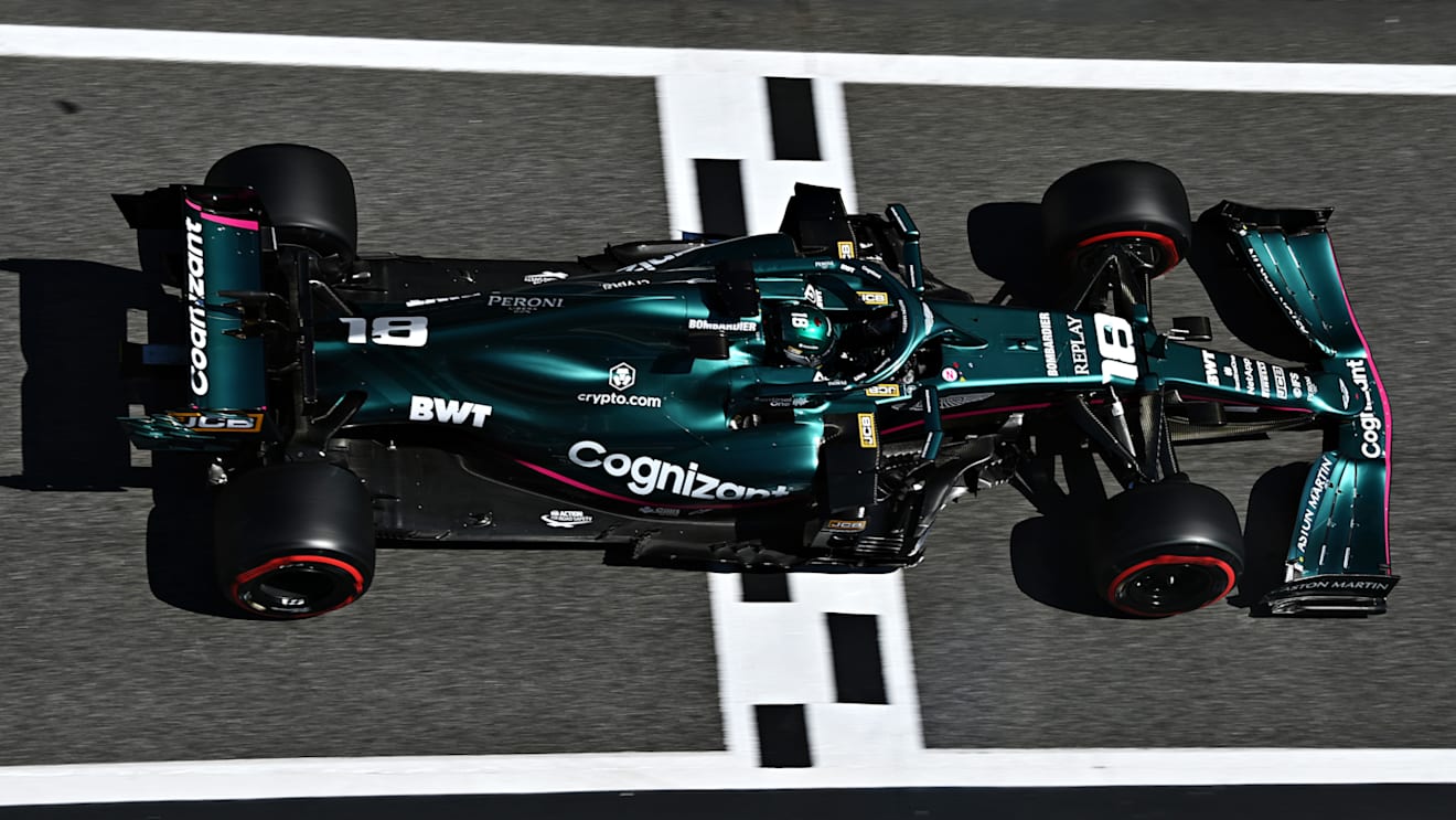 BARCELONA, SPAIN - MAY 08: Lance Stroll of Canada driving the (18) Aston Martin AMR21 Mercedes during qualifying for the F1 Grand Prix of Spain at Circuit de Barcelona-Catalunya on May 08, 2021 in Barcelona, Spain. (Photo by Clive Mason - Formula 1/Formula 1 via Getty Images)
