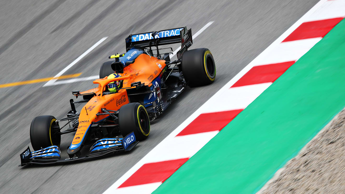 BARCELONA, SPAIN - MAY 09: Lando Norris of Great Britain driving the (4) McLaren F1 Team MCL35M Mercedes during the F1 Grand Prix of Spain at Circuit de Barcelona-Catalunya on May 09, 2021 in Barcelona, Spain. (Photo by Joe Portlock - Formula 1/Formula 1 via Getty Images)