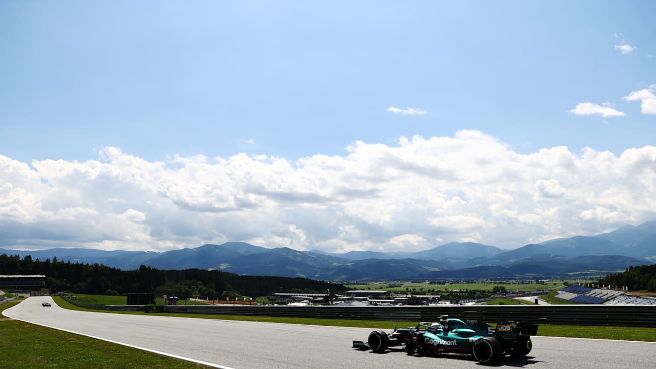 SPIELBERG, AUSTRIA - JUNE 25: Sebastian Vettel of Germany driving the (5) Aston Martin AMR21 Mercedes on track during practice ahead of the F1 Grand Prix of Styria at Red Bull Ring on June 25, 2021 in Spielberg, Austria. (Photo by Clive Rose/Getty Images)