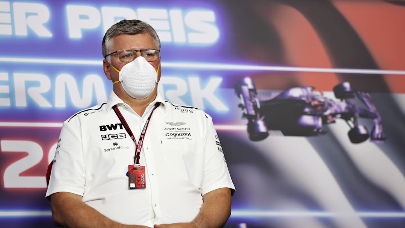 SPIELBERG, AUSTRIA - JUNE 25: Otmar Szafnauer, Team Principal and Chief Executive Officer of Aston Martin F1 Team talks in a press conference during practice ahead of the F1 Grand Prix of Styria at Red Bull Ring on June 25, 2021 in Spielberg, Austria. (Photo by Bryn Lennon/Getty Images)